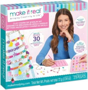 Make It Real : Clay Charm DIY Jewelry Kit | Make 30+ Clay No Bake Charms to Attach to Your Chain, Arts and Craft Kit For Kids | 6+ Years