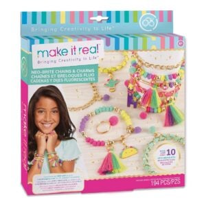 Make It Real Neo-Brite Chains and Charms Kit | Ultimate DIY Jewelry Craft Kit to Create Cord And Tassel Charm Bracelets for Kids 8+ Years