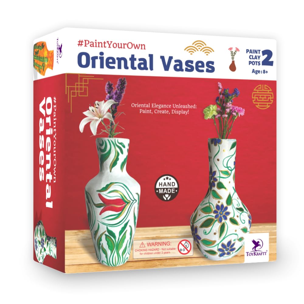 ToyKraft Oriental Vases Pot Painting Kit | Educational DIY Craft Set for Kids | Creative Art and Décor Activity | 8+ Years
