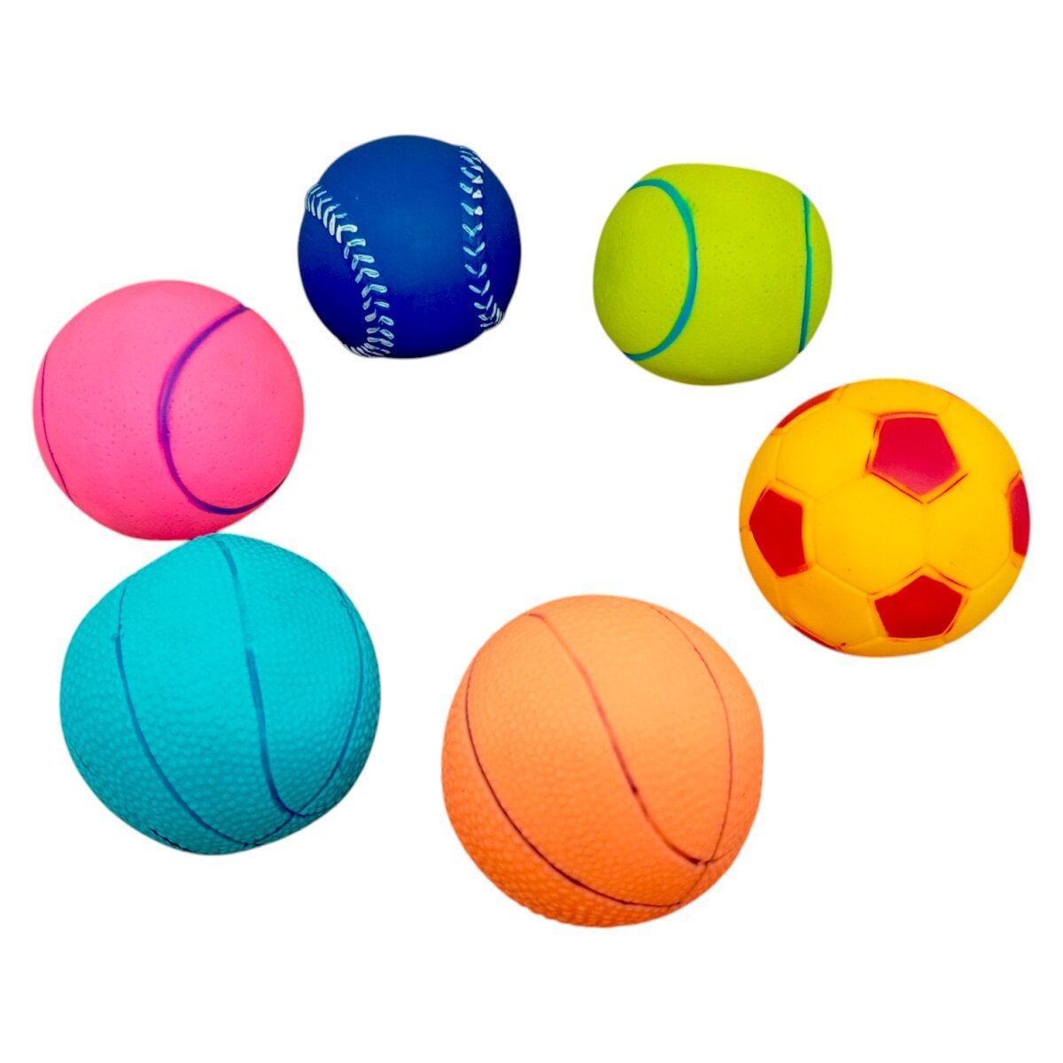 RATNA'S Squeezy Toys Sports Ball Mix 6 pcs Pack for Infants | The Sweet Musical Sound of The Squeezy For Kids | 3+ Years.