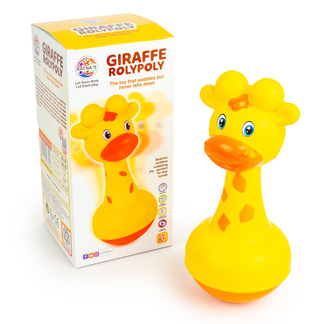 Ratna's Giraffe Roly Poly Push and Wobble Sound Toy for kids, Ratna's Giraffe Roly Poly sensory toy, Ratna's Giraffe Roly Poly tumbler toy for babies, Ratna's Giraffe Roly Poly motor skills toy