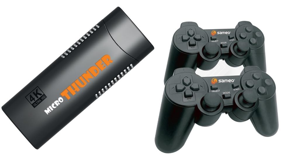 Sameo Micro Thunder HDMI Gaming Console | 40,000 Games For Dual Player – Support 4K Ultra HD | Stick, Video Game Console For Kids | 5+ Years