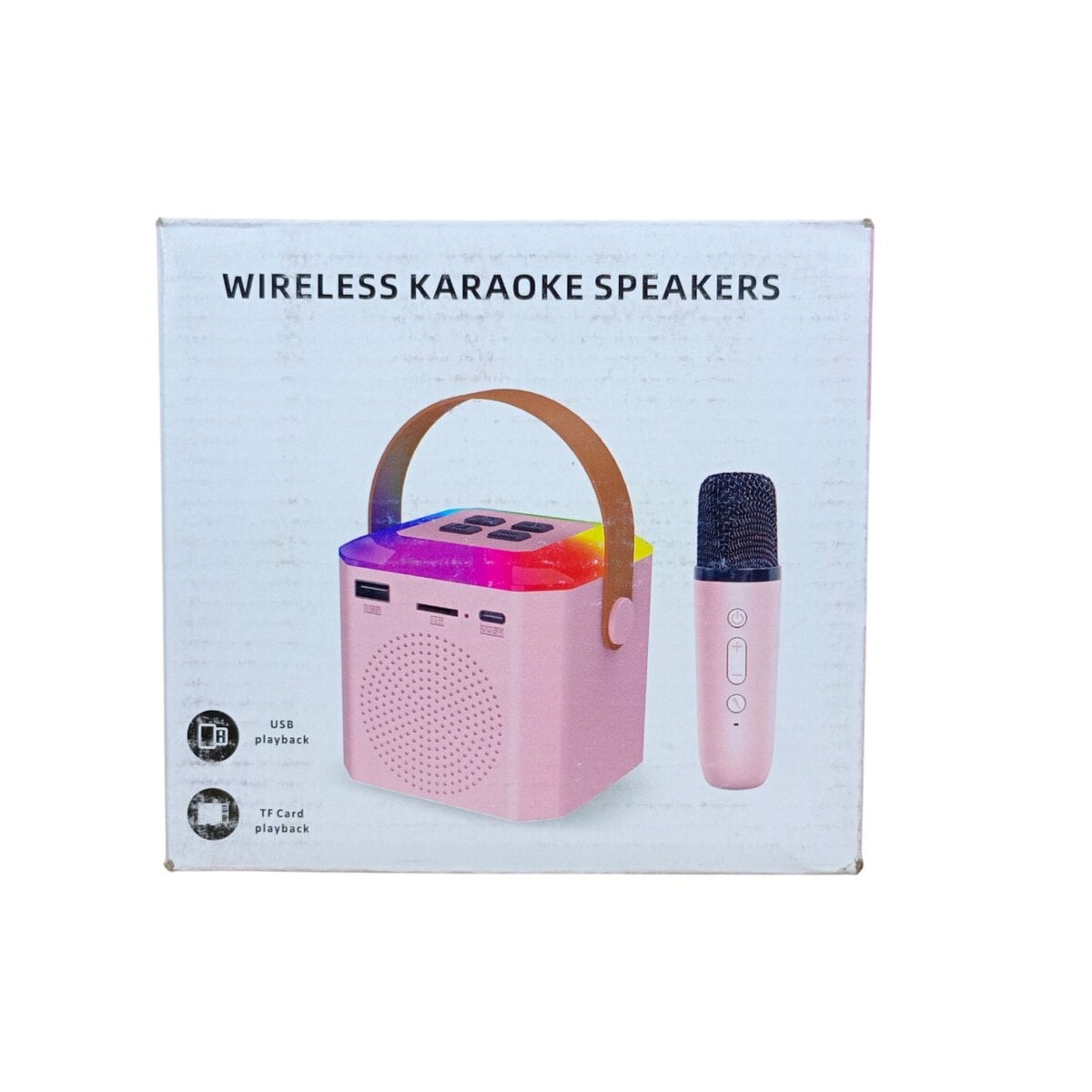 Wireless Rechargeable Karaoke Mic With 2 Speakers For Singing | Wireless Mini Portable Bluetooth Speaker With Microphone And LED Lights | 3+ years