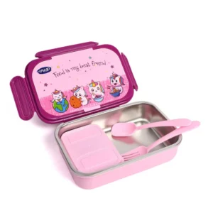 YOUP Stainless Steel Insulated | Unicorn Theme Lunch Box With Fork and Spoon For kids | 3+ Years