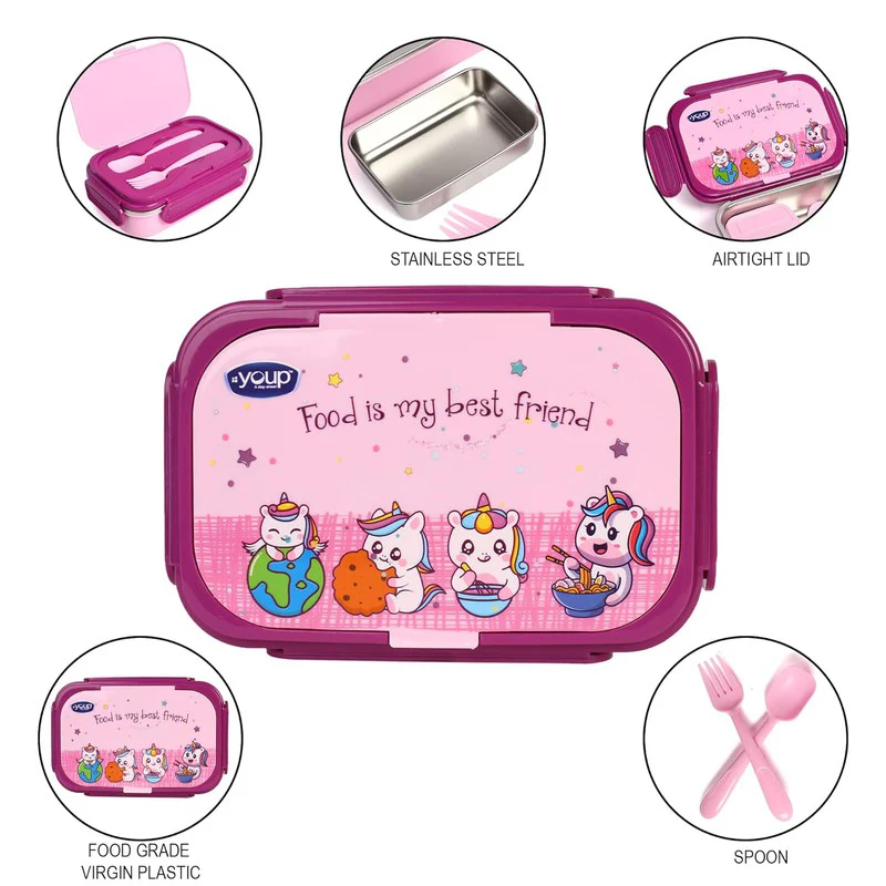 Youp Stainless Steel Insulated Lunch Youp Stainless Steel Insulated | Unicorn Theme Lunch Box With Fork And Spoon For Kids | 3+ Years Youp Stainless Steel Insulated | Unicorn Theme Lunch Box With Fork And Spoon For Kids | 3+ Years Image 7