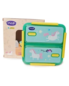 YOUP Stainless Steel Pluto Unicorn Theme | Kids Bento Lunch Box With 2 Compartments For Kids | 3+ Years