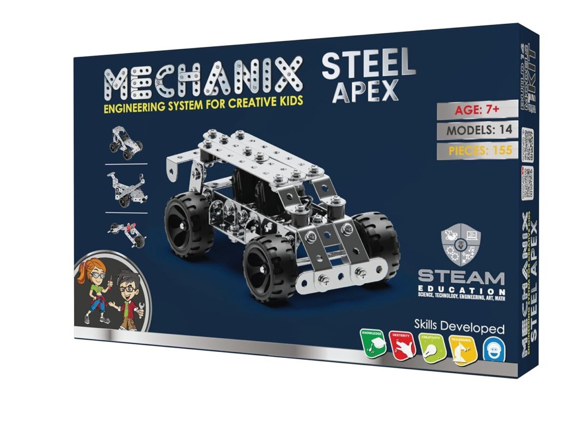 Zephyr Mechanix Steel Apex Engineering System for Creative Kids |155 Pcs | Models-14 | 7 Years +