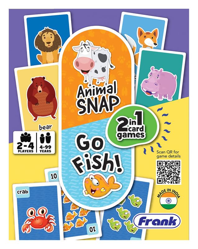Frank Animal Snap And Go Fish Card Games 2-in-1 Fun Matching And Memory Game for Kids  | 4+Years
