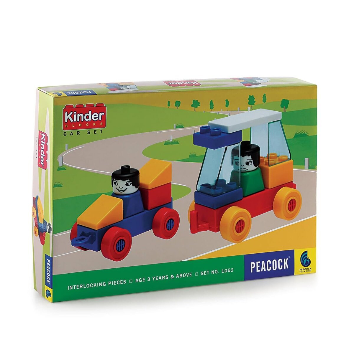 Peacock Kinder Blocks Car Interlocking Pieces Set For Kids | 3+ Years
