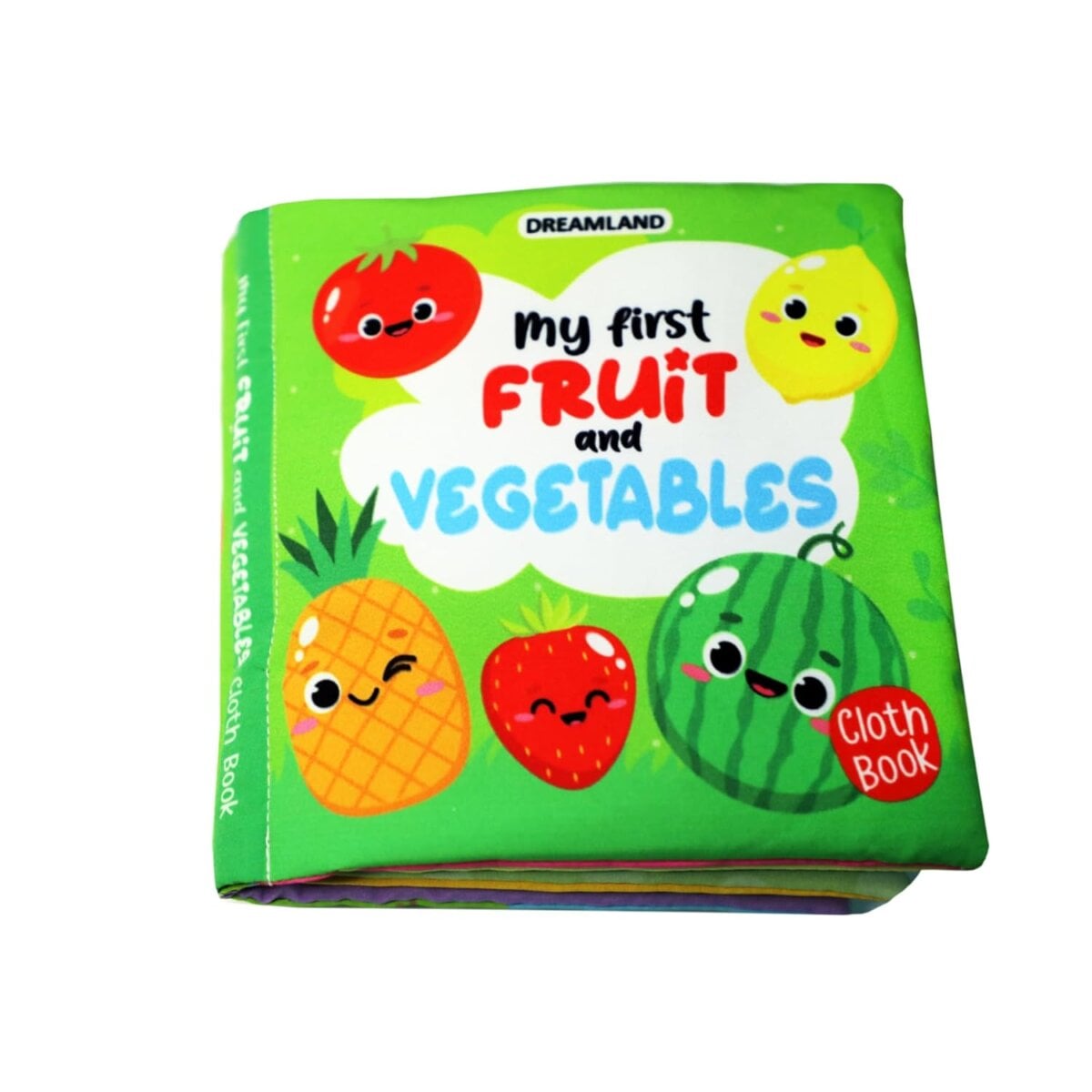 Dreamland Baby My First Cloth Book 'Fruit And Vegetables' with Squeaker and Crinkle Paper Cloth Books for Toddler | Early Development Cloth Book | 6+month