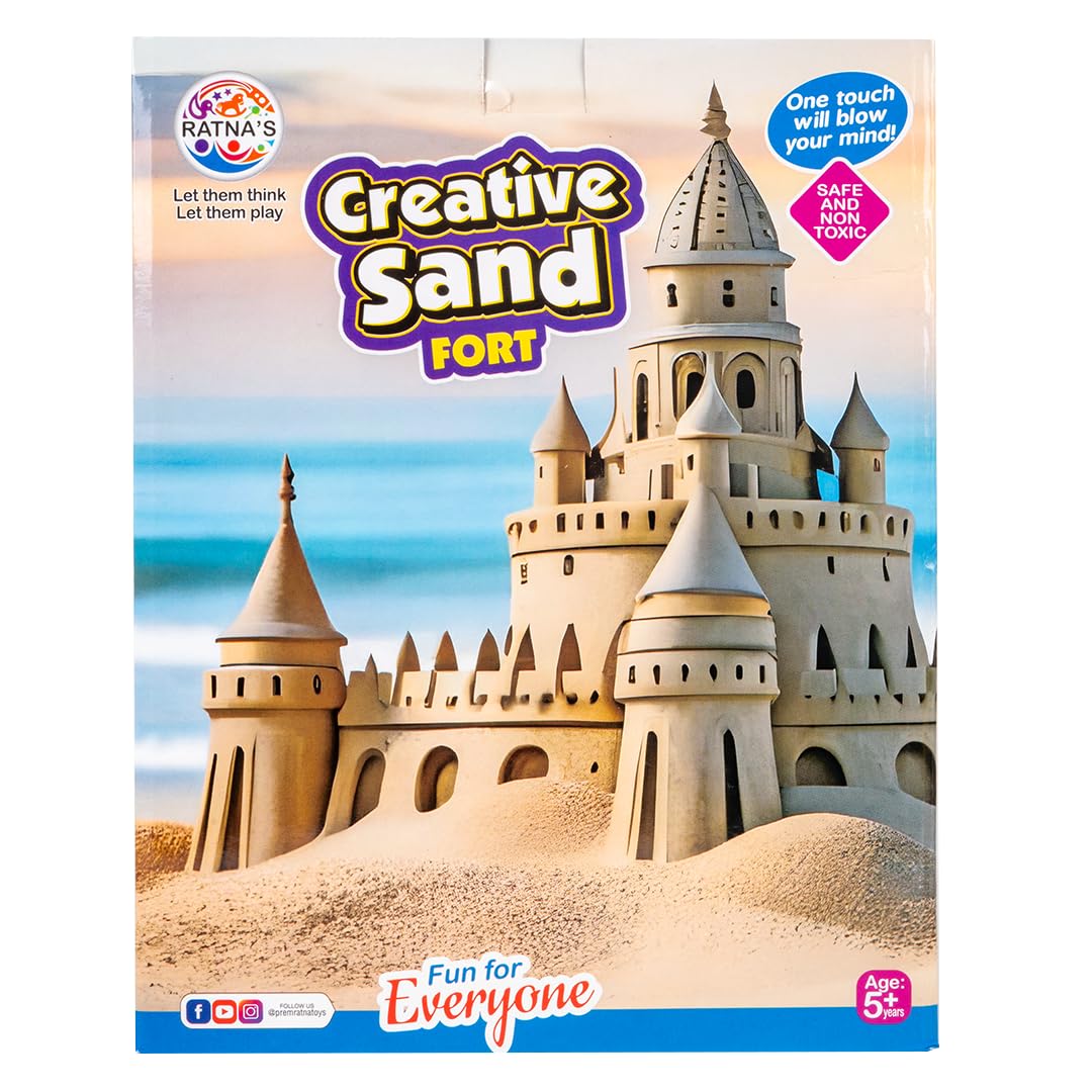 Ratna's Creative Sand Fort 500g with Big Moulds | Build, Shape, and Play with Magical Sand for Kids | 5+ Years