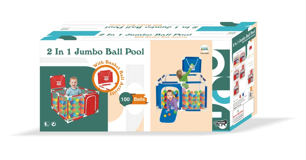 Balak Creations 2 In 1 Jumbo Ball Pool | With Basket Ball Activity For Kids | 0 Months +