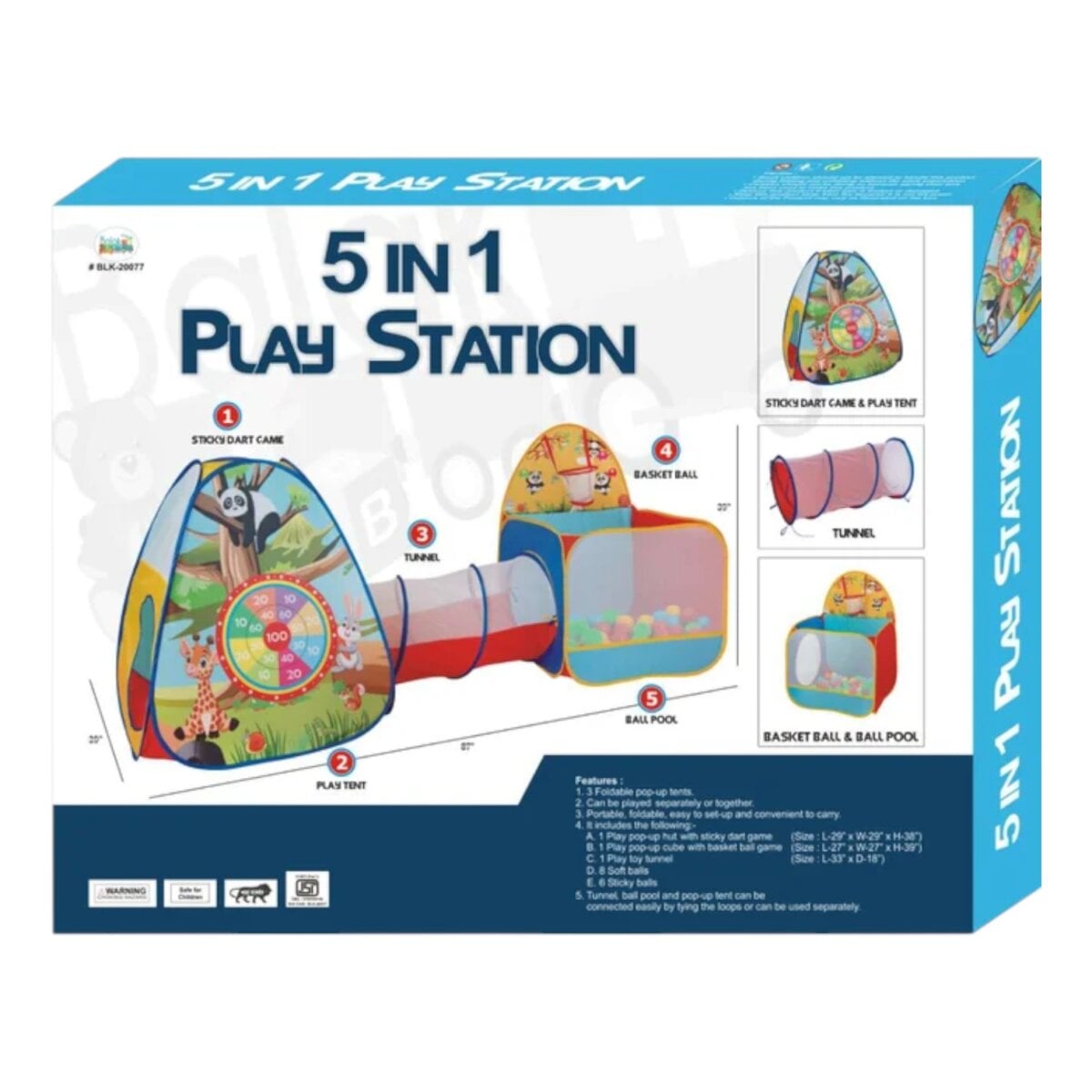 Balak Creations 5 In 1 Play Station toy for kids, Balak Creations 5 In 1 Play Station fun ball pool, Balak Creations 5 In 1 Play Station tunnel play, Balak Creations 5 In 1 Play Station indoor play