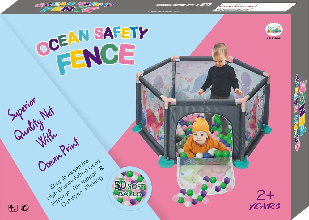 Balak Creations Ocean Safety Fence | Safety Soft Ball Pool For Kids | 2+ Years
