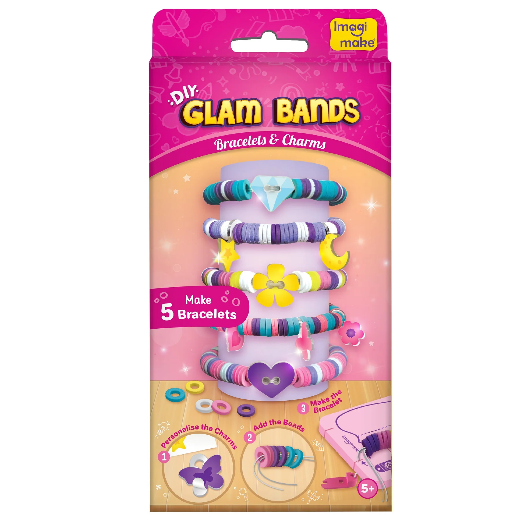 ImagiMake DIY Glam Bands Bracelets And Charms | Make 5 Bracelets | 5 + Years
