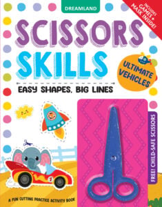 Dreamland Ultimate Vehicles Scissors Skills Activity Book for Kids | With Child- Safe Scissors, Games and Mask | 4+ Years.