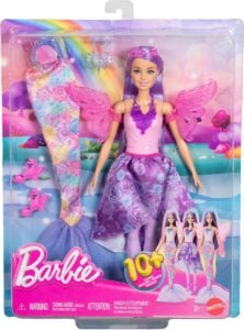 Mattel Fairy Barbie Doll with Clothes and 8 Accessories – Amazing Transforming Fashion Barbie Toy for Kids 3+ Years with Magical Dress-Up Play
