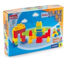 Peacock Brix Jumbo Stack Set | Easy To Build For Kids | 20 Pcs | 6+ Months
