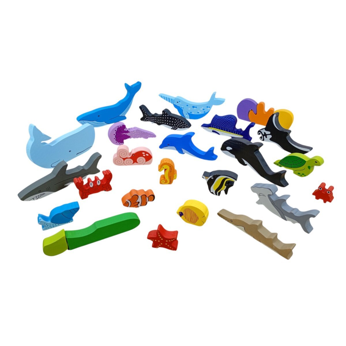 Play Toys Sea Animal Natural Wooden Toy | Non-Toxic Paints Toy For Kids | 3+ Years.