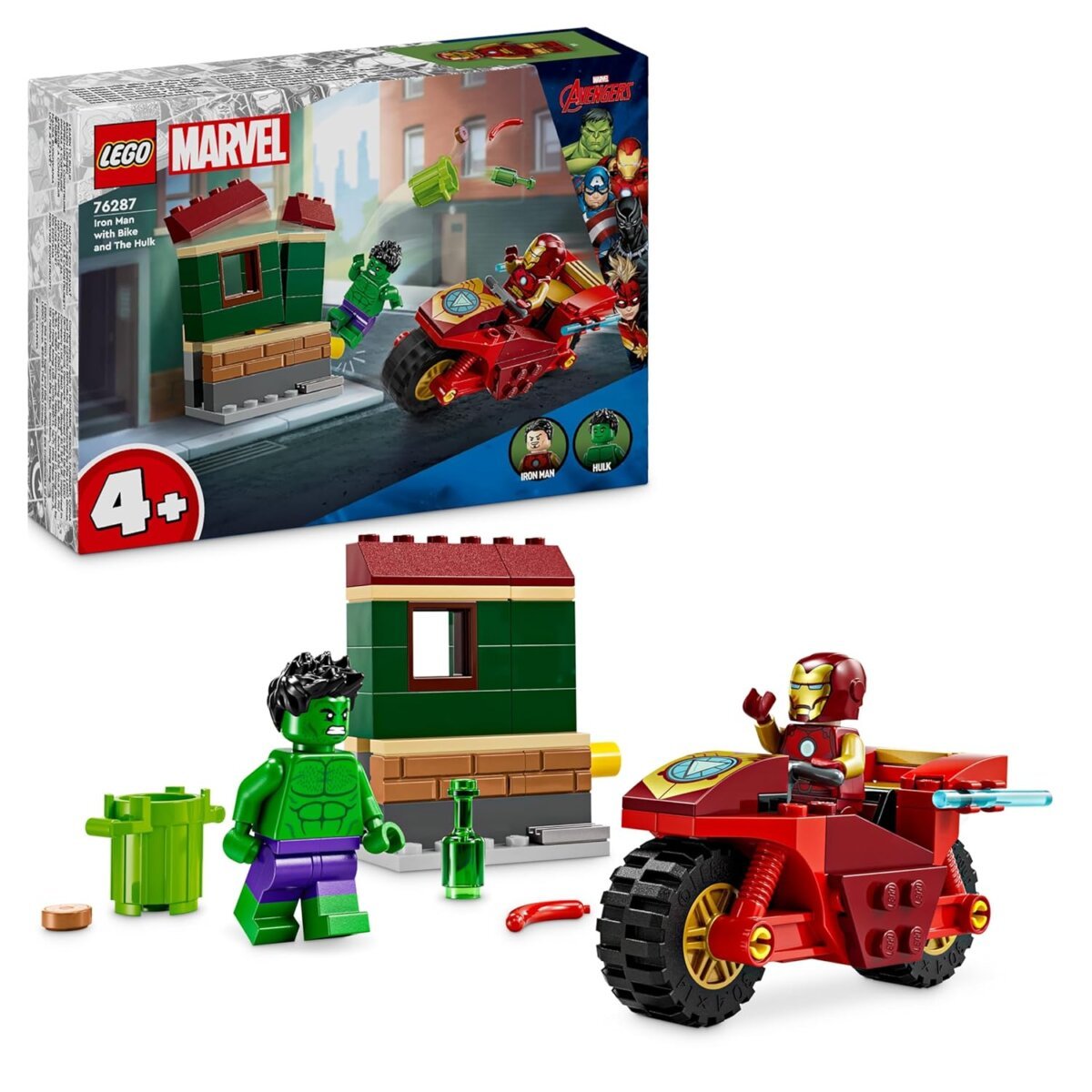 Lego Marvel Iron Man With Bike And The Hulk For Kids 76287 ! 68 Pcs | 4 + Years