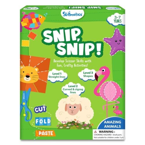 Skillmatics Snip Snip !  Cut, Fold, Paste Amazing Animals | Develop Scissor Skills With Fun, Crafty Activities For Kids | 3+Years