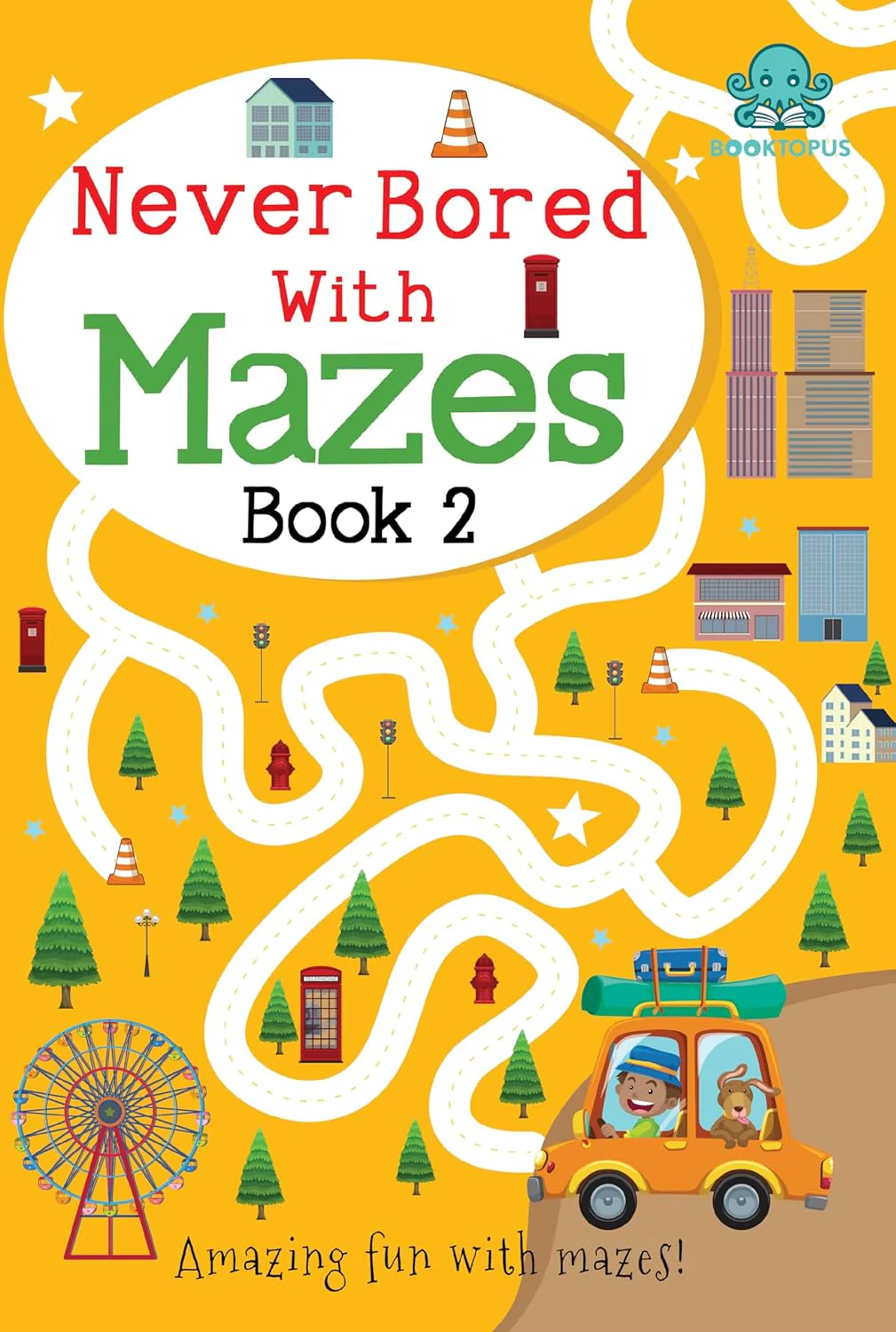 Booktopus Never Bored With Mazes Book - 2 | Fun and Challenging Maze Book for Kids | 4+ Years