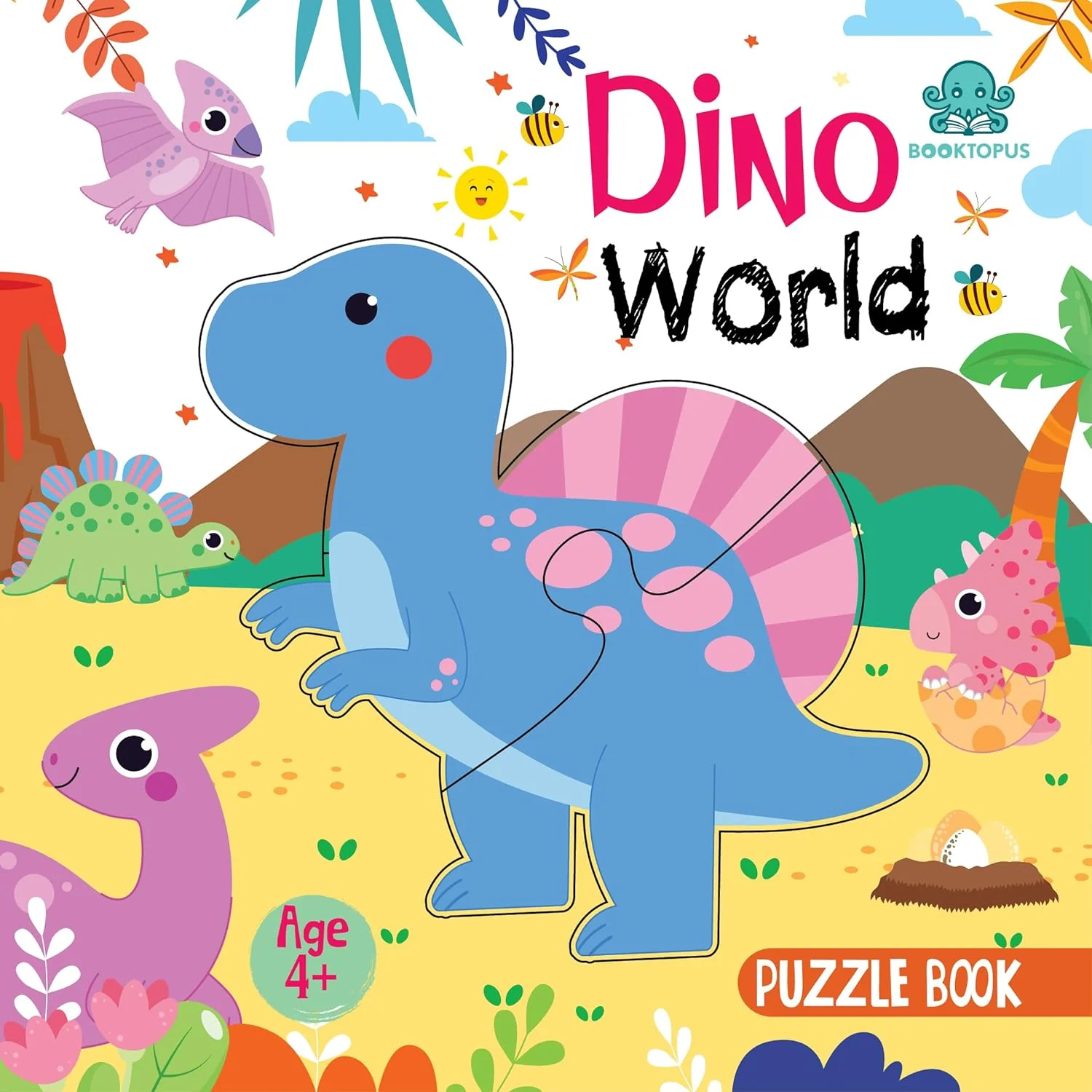 Booktopus Square Puzzle Board Book | Dino World Learning Puzzle with Easy Grip Pieces | Educational Toys for Kids | 4+ Years