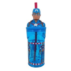 Captain America 3D Face Tumbler – 360 ml | Amazing Kids Drinkware for Daily Hydration, BPA-Free Plastic, Ideal for 3+ Years