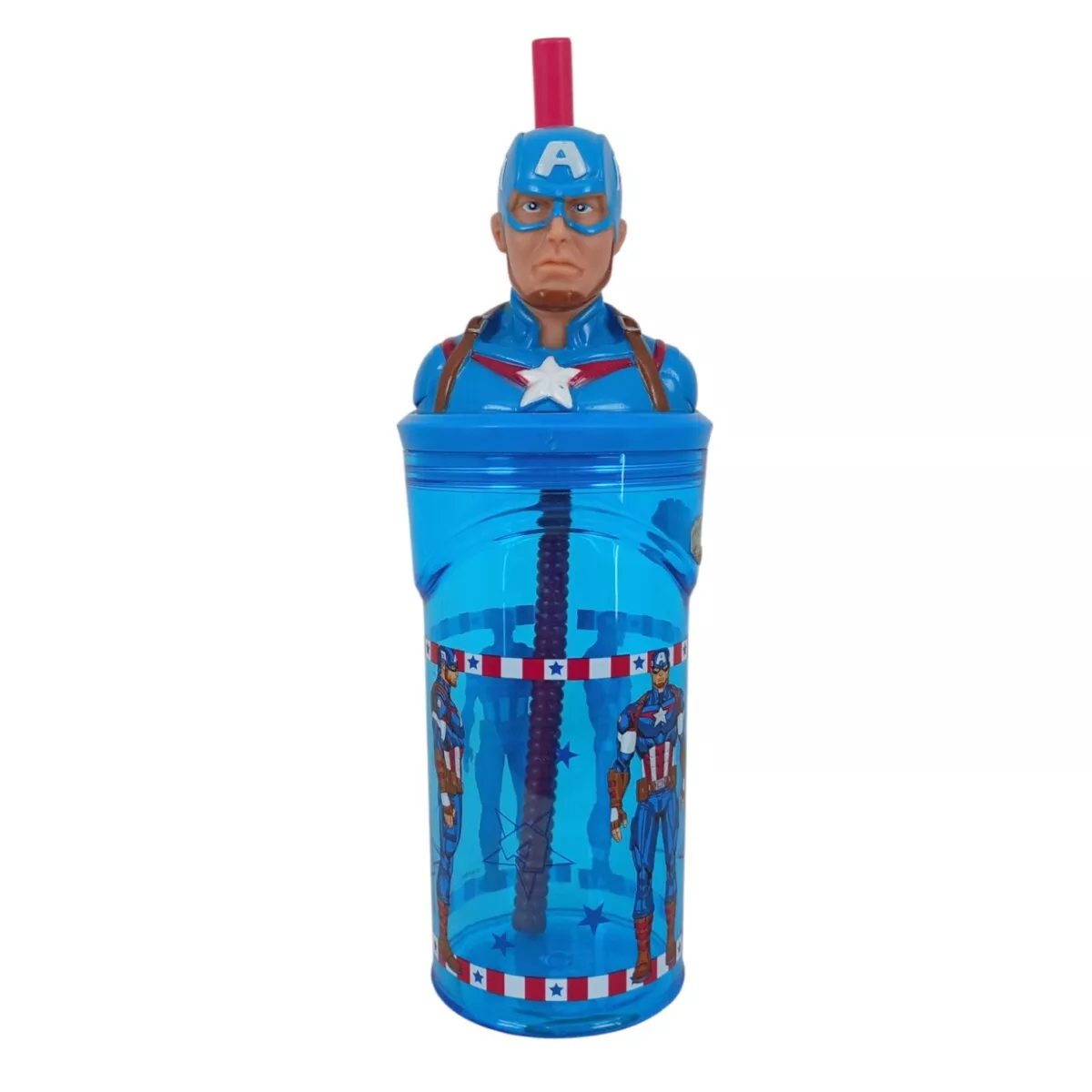 Captain America 3D Face Tumbler – 360 ml | Heroic Hydration for Little Avengers | 3+ Years.