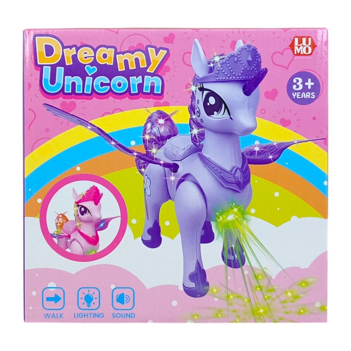 Luminoso Battery Operated Dreamy Unicorn | Walking Unicorn Toy with Lights and Music For Kids | 3+ Years