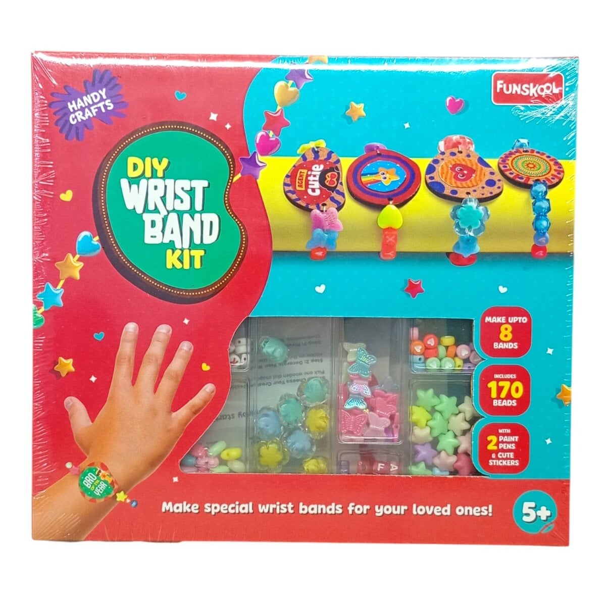 Funskool Handy Crafts DIY Wrist Band Kit | 170 Beads Included | Creative Jewelry Making Kit for Kids | 5+ Years.