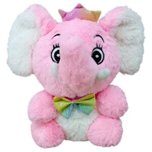 Just Bear Cute Little Crown Elephant with Bow | Adorable Plush Toy with Royal Charm for Kids | 3+ Years