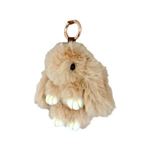 Just Bear Leather Fur Cute Little Rabbit Key Chain | Soft and Stylish Plush Accessory for Bags and Keys | 3+ Years