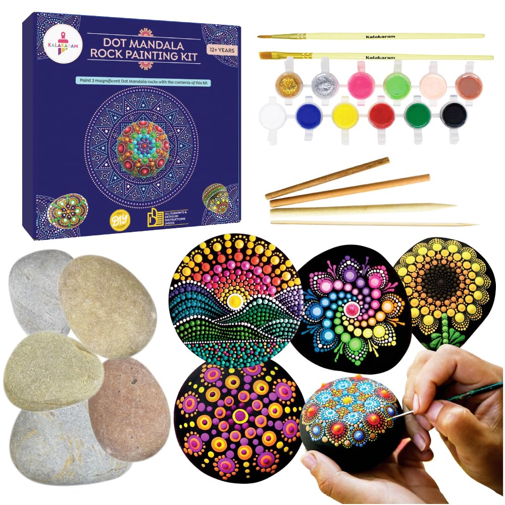 Kalakaram Diy Dot Mandala Rock Painting Kit 6 1 Kalakaram Diy Dot Mandala Rock Painting Kit |Traditional Indian Art Craft Kit For Kids 12+Years Kalakaram Diy Dot Mandala Rock Painting Kit |Traditional Indian Art Craft Kit For Kids 12+Years