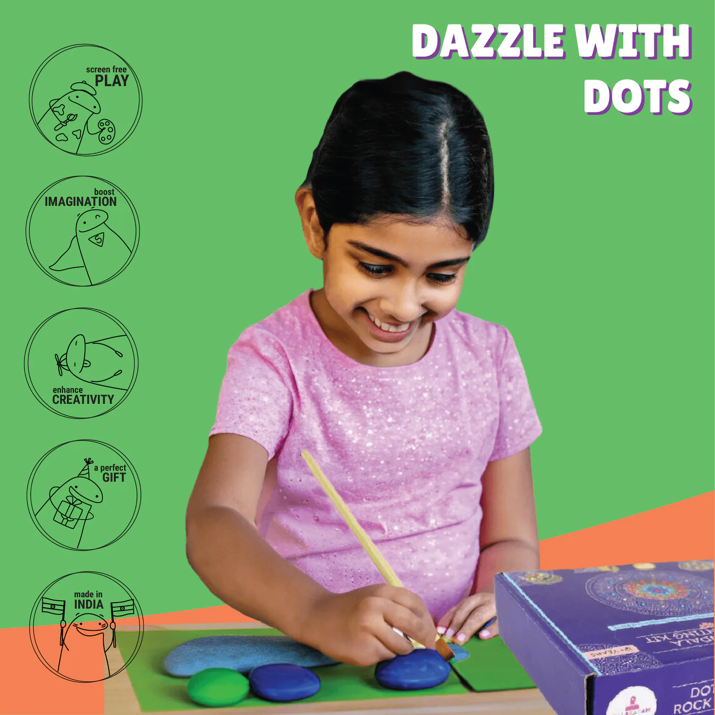 Kalakaram Diy Dot Mandala Rock Painting Kit 6 1 Kalakaram Diy Dot Mandala Rock Painting Kit |Traditional Indian Art Craft Kit For Kids 12+Years Kalakaram Diy Dot Mandala Rock Painting Kit |Traditional Indian Art Craft Kit For Kids 12+Years Image 5