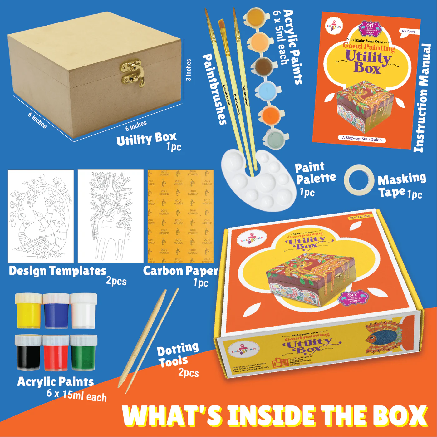 Kalakaram Make Your Own Diy Gond Painting Utility Box Kit 2 Kalakaram Make Your Own Diy Gond Painting Utility Box Kit | Traditional Indian Art | Decorative Storage Box For Kids 12+Years Kalakaram Make Your Own Diy Gond Painting Utility Box Kit | Traditional Indian Art | Decorative Storage Box For Kids 12+Years Image 2