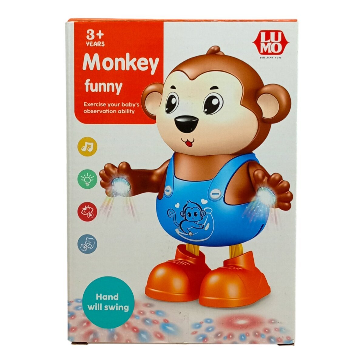 Lumo Monkey Funny With Colourful Light And Music |  Delightful Light-Up Musical Toy for Kids | 3+ Years