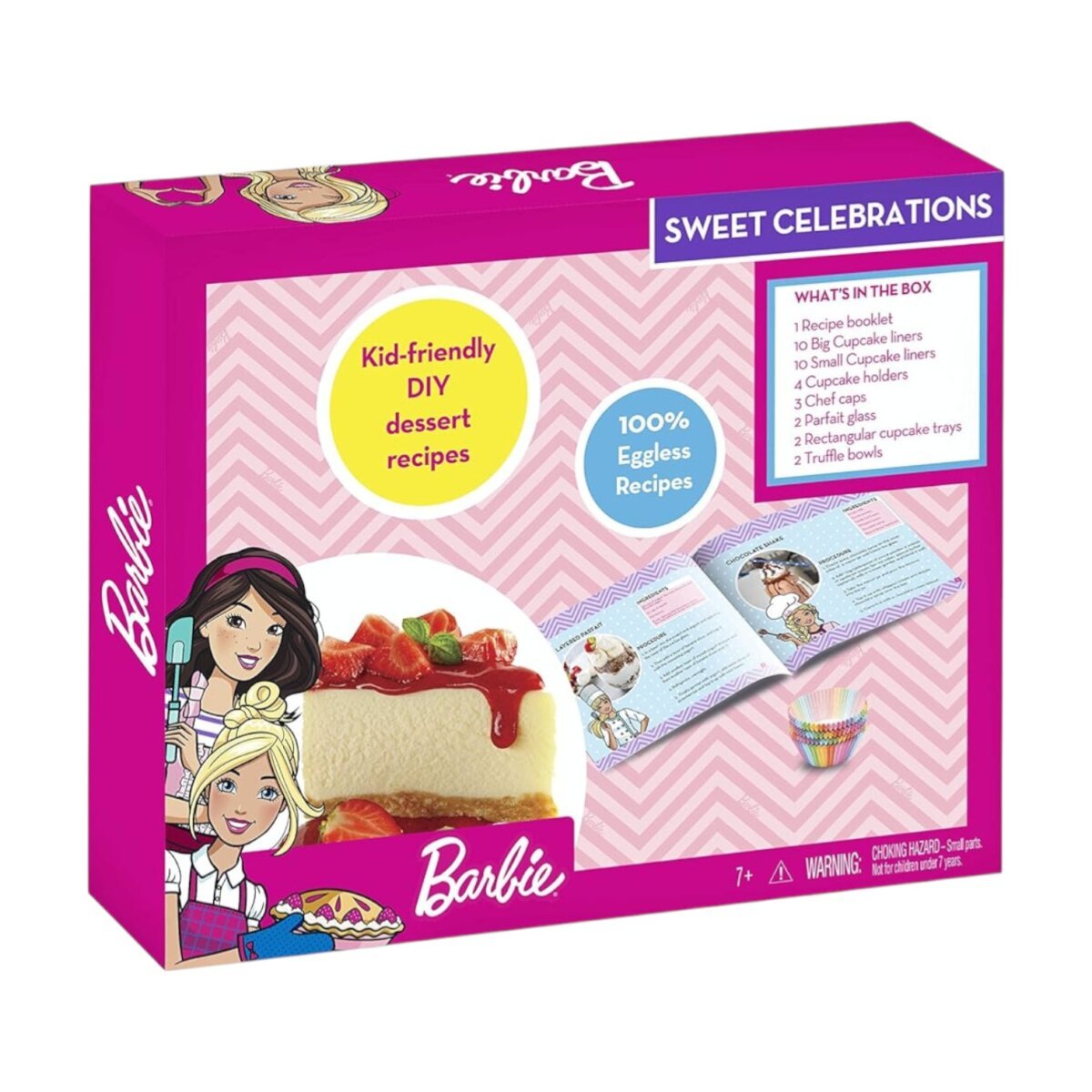 Mattel Barbie Sweet Celebrations – Kid-Friendly DIY Dessert Recipes Kit | Includes Recipe Book, Bakeware and Chef’s Hat | Fun Baking Activity Set for Kids | 5+ Years.