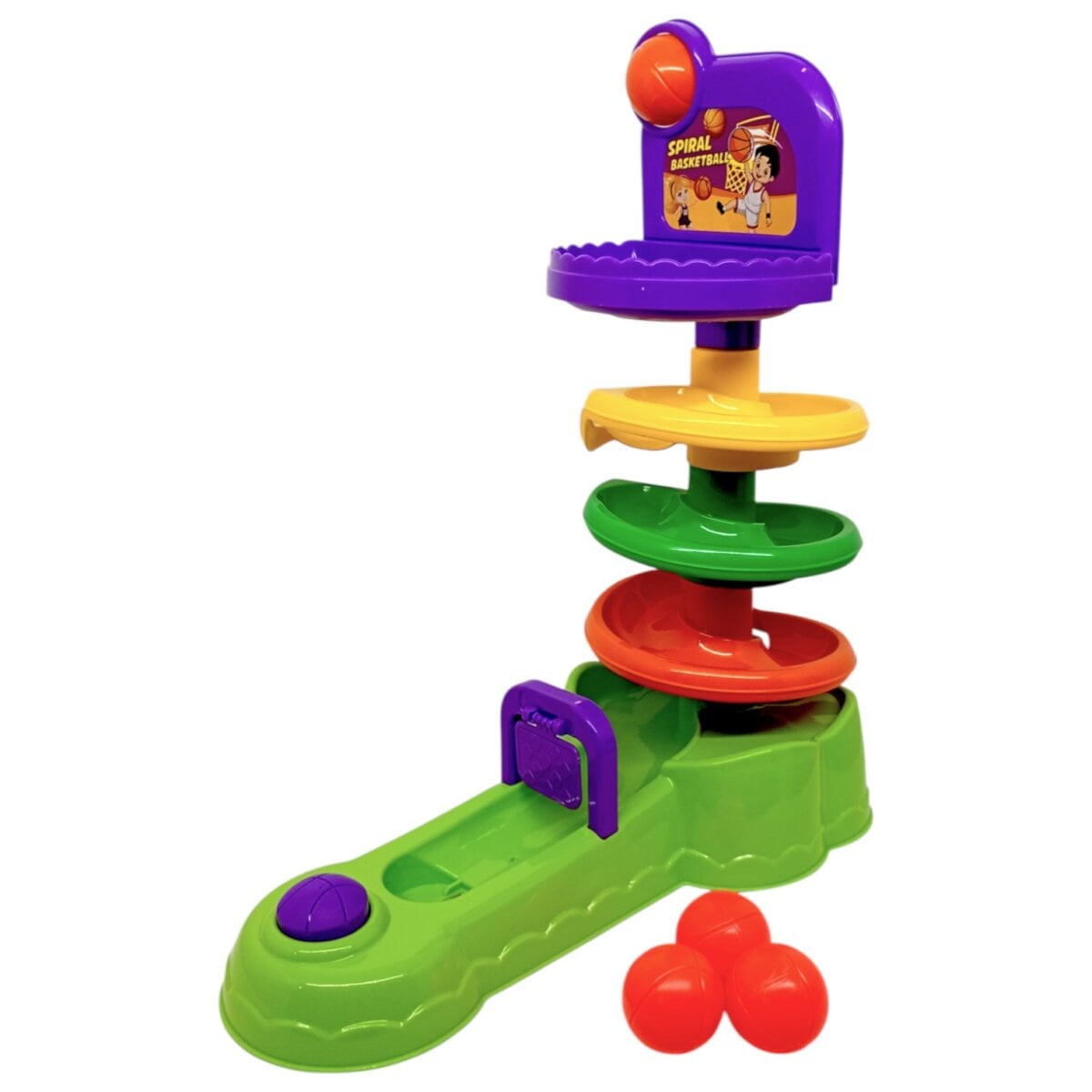 Spiral Basketball Press Shoot and Spiral Down | Fast-Paced Hoop Action for Little Champs | 3+ Years.
