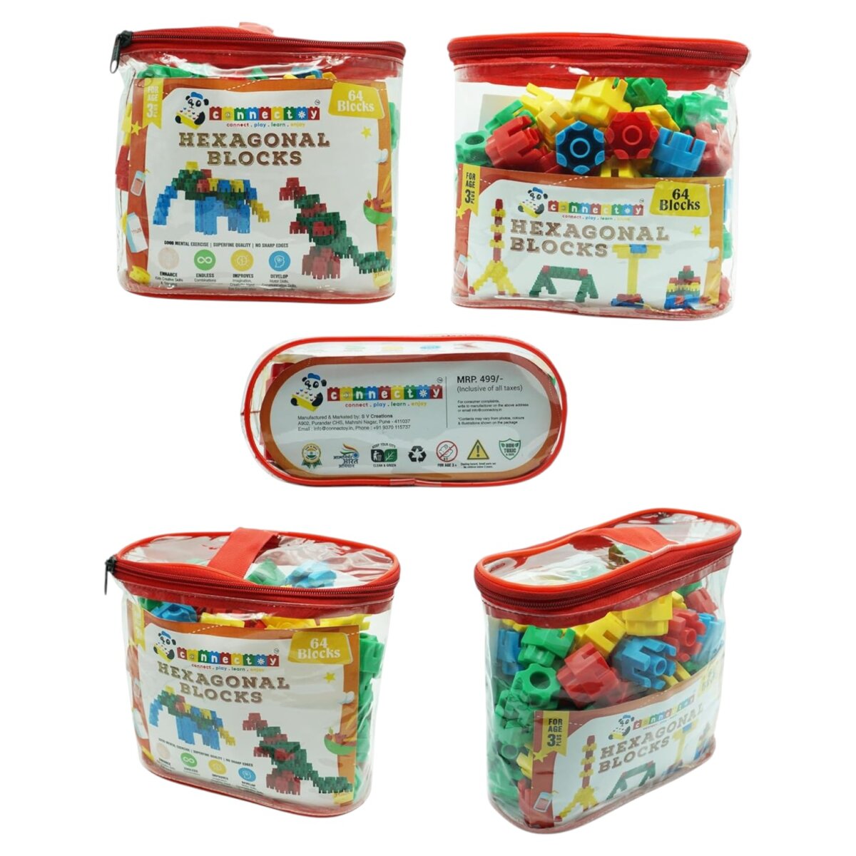 Buy Connect Toy Hexagonal 48 Blocks Play, Learn, Enjoy – Creative  Building Set for Kids 3+Years for Online In India • Kheliya Toys - Main Image
