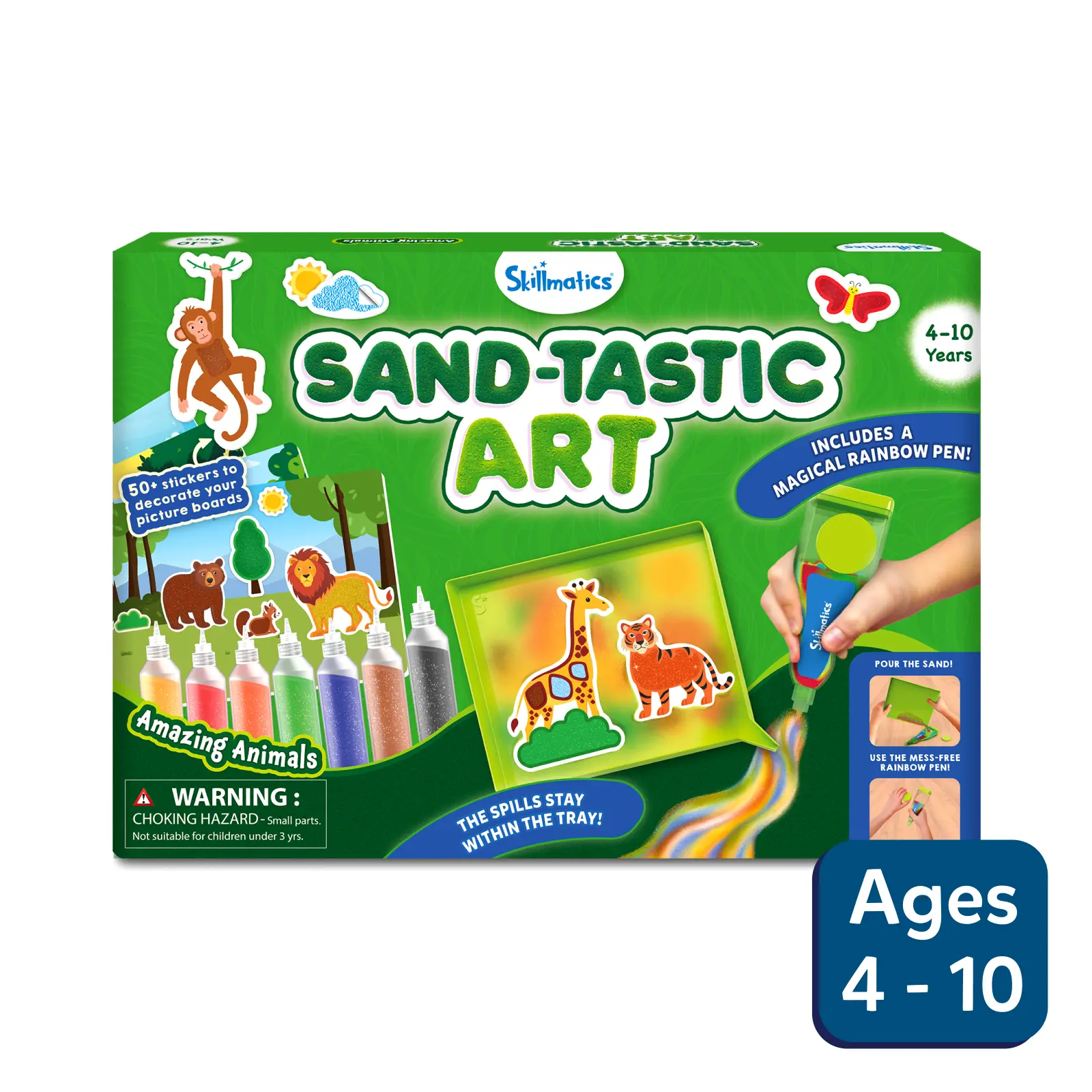 Skillmatics Sand-Tastic Art Amazing Animals Controlled-Mess Sand Art | Creative Craft Kit for Kids | 4+ Years