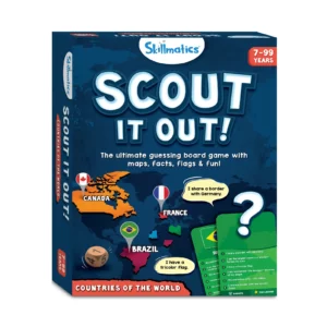 Skillmatics Scout it Out Countries of The World Trivia Board Game for kids, Skillmatics Scout it Out educational geography board game, Skillmatics Scout it Out interactive world map game