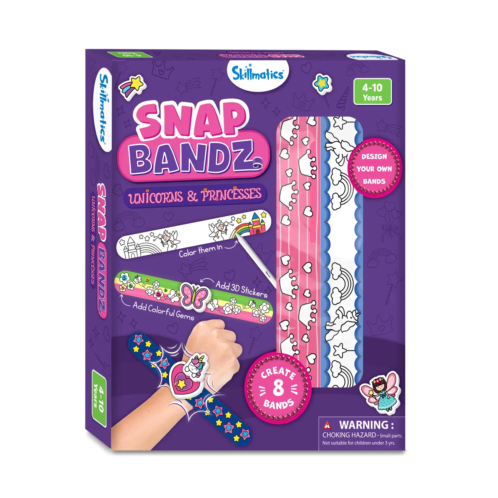 Skillmatics Snap Bandz Unicorns and Princesses DIY Art and Craft Activity | Creative Bracelet Making Kit for Kids | 4+ Years