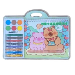 3D Coloring Book with Crayons and Water Colors, Fun Creative Art and Drawing Set for Kids | Interactive Mess-Free Activity Kit for 4+ Year Children