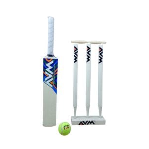 AVM Sporting Solution Wooden Cricket Set Size 1 | Ultimate Training Kit for Kids 8+ | Durable Bat, Stumps & Ball