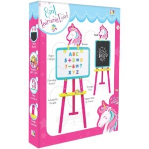 I Toys 8-in-1 Easel Board Magnetic Writing and Learning Activity Board for Kids Age 4+ Fun Dual-Sided White and Black Board with Stand