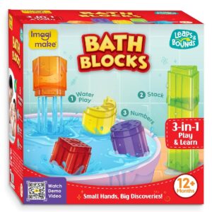 Imagimake Bath Blocks Leaps And Bounds 3 In 1 Play And Learn – Fun Floating Stack And Number Learning Toy for Toddlers 12+ Months