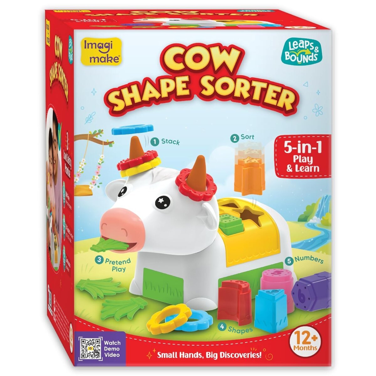 Imagimake Cow Shape Sorter Leaps And Bounds 5 In 1 Play And Learn For Kids | 12 + Months