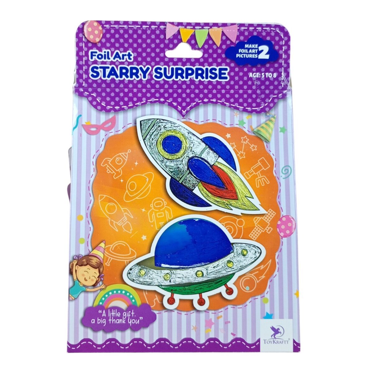 ToyKraftt Make 2 Foil Art Pictures – Foil Art Starry Surprise | Creative Art and Craft Kit for Kids | Perfect Gift for Young Artists | 5+ Years