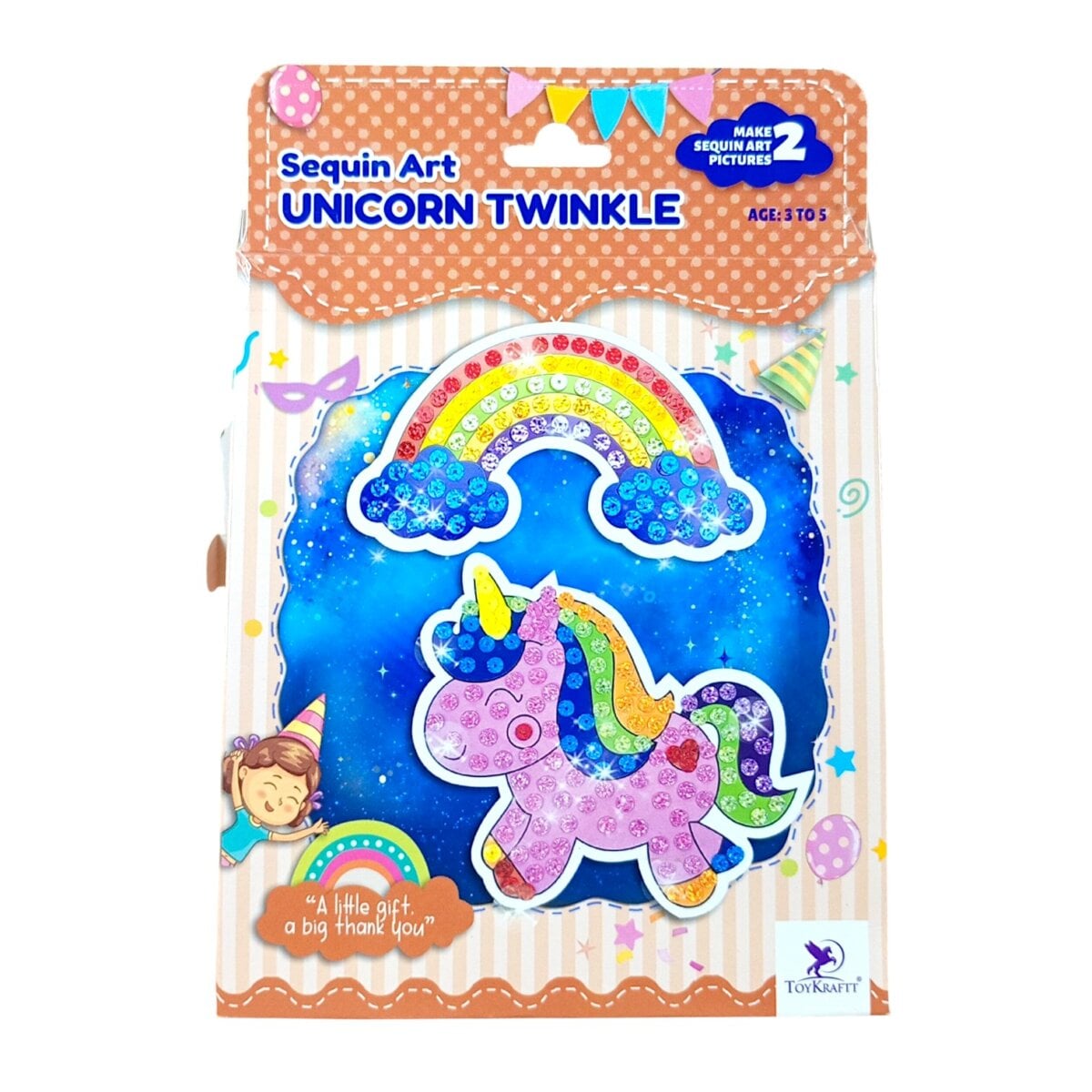ToyKraftt 'Sequin Art Unicorn Twinkle' Art Kit Make 2 Sequin Art Pictures For Kids | 3+ Years